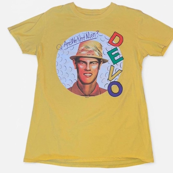 Single Stitch Yellow Devo Band Shirt - Picture 1 of 3